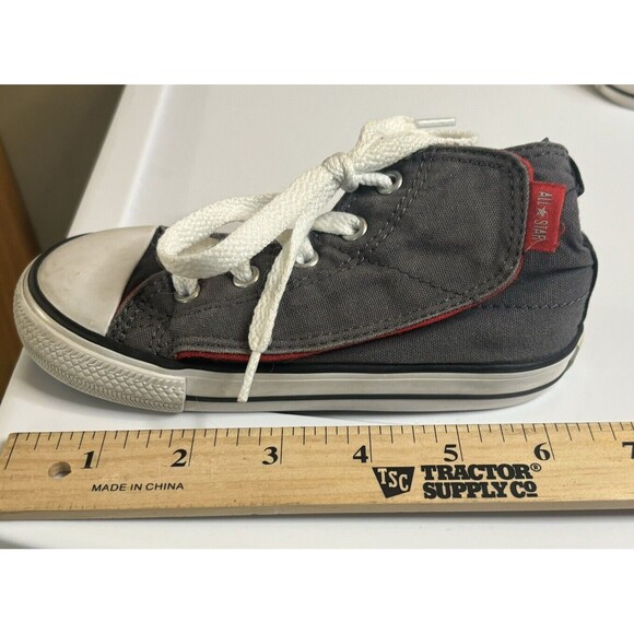 Converse All Star Chuck Taylor Toddler Shoes Size 9 Hook And Loop Gray High Top - Picture 8 of 9